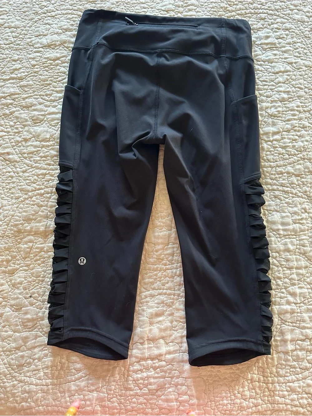 lululemon athletica Black Capri Leggings with Side Ruching